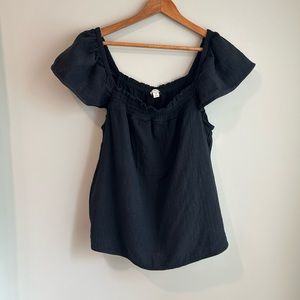 Smocked gauze flutter sleeve top